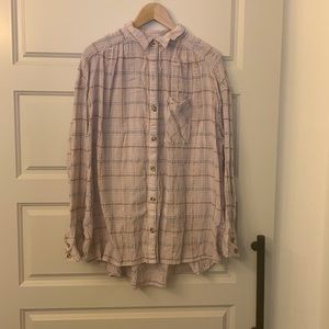 Free People Cotton Button Down Shirt Size L